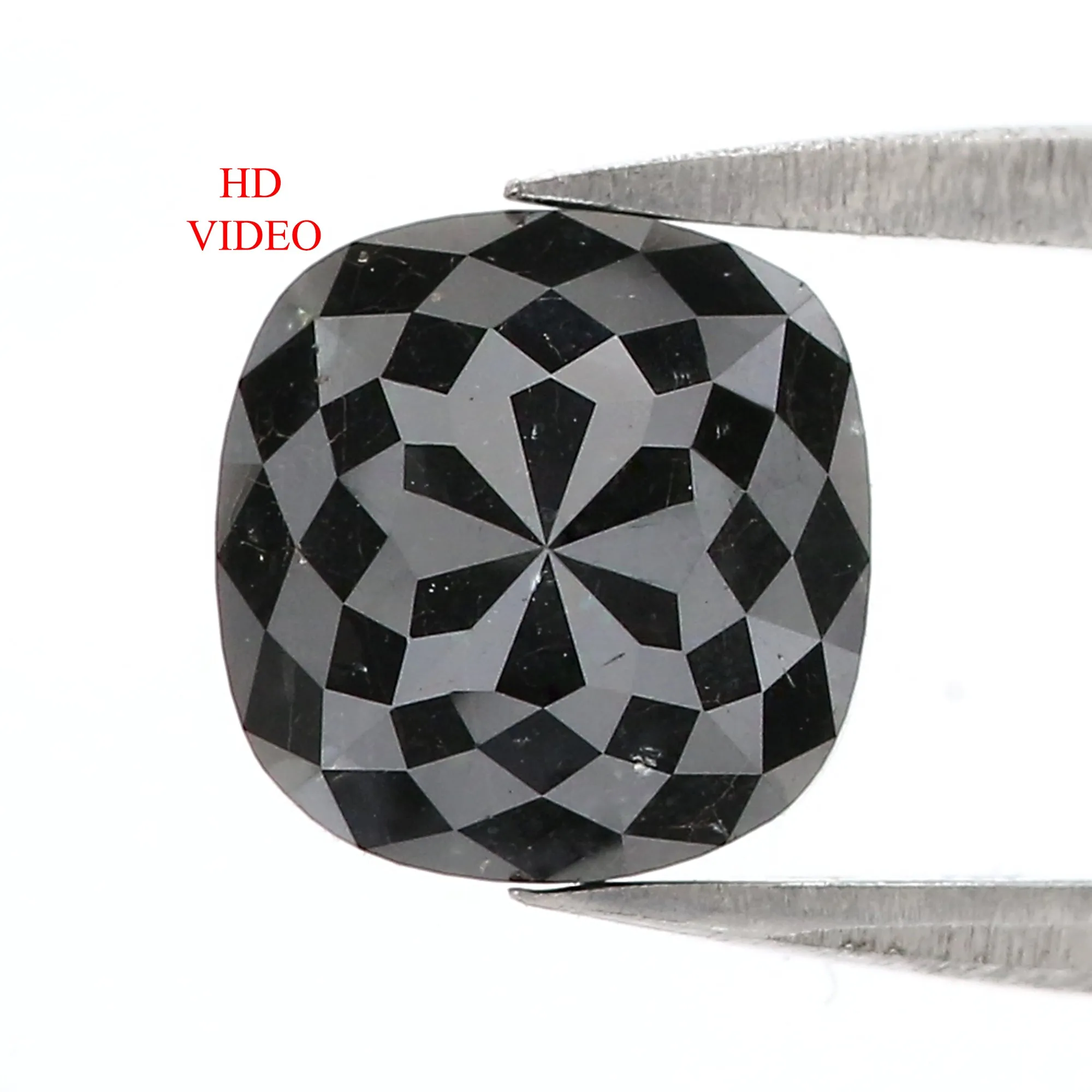 1.78 CT Natural Loose Cushion Shape Diamond Black Color Cushion Diamond 7.65 MM Natural Diamond Cushion Shape Rose Cut Diamond Q