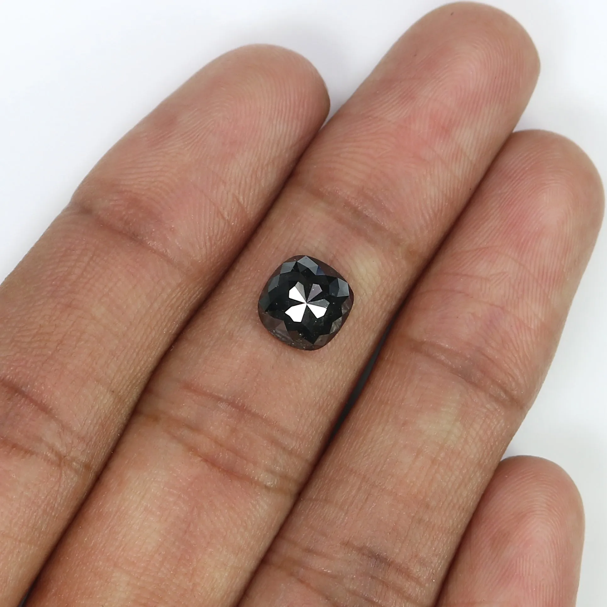 1.78 CT Natural Loose Cushion Shape Diamond Black Color Cushion Diamond 7.65 MM Natural Diamond Cushion Shape Rose Cut Diamond Q