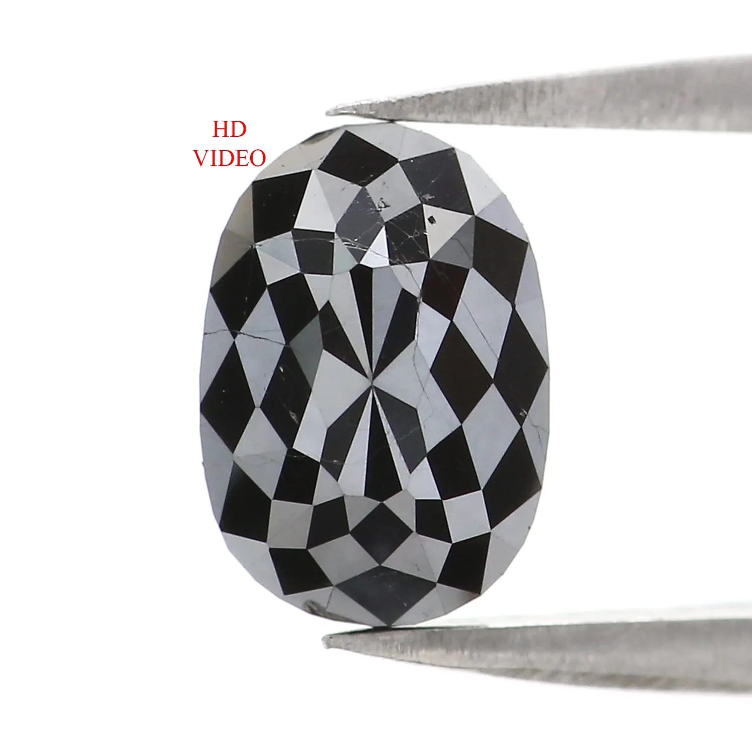 1.99 CT Natural Loose Oval Shape Diamond Black Oval Rose Cut Diamond 8.05 MM Natural Loose Black Color Oval Shape Rose Cut Diamo