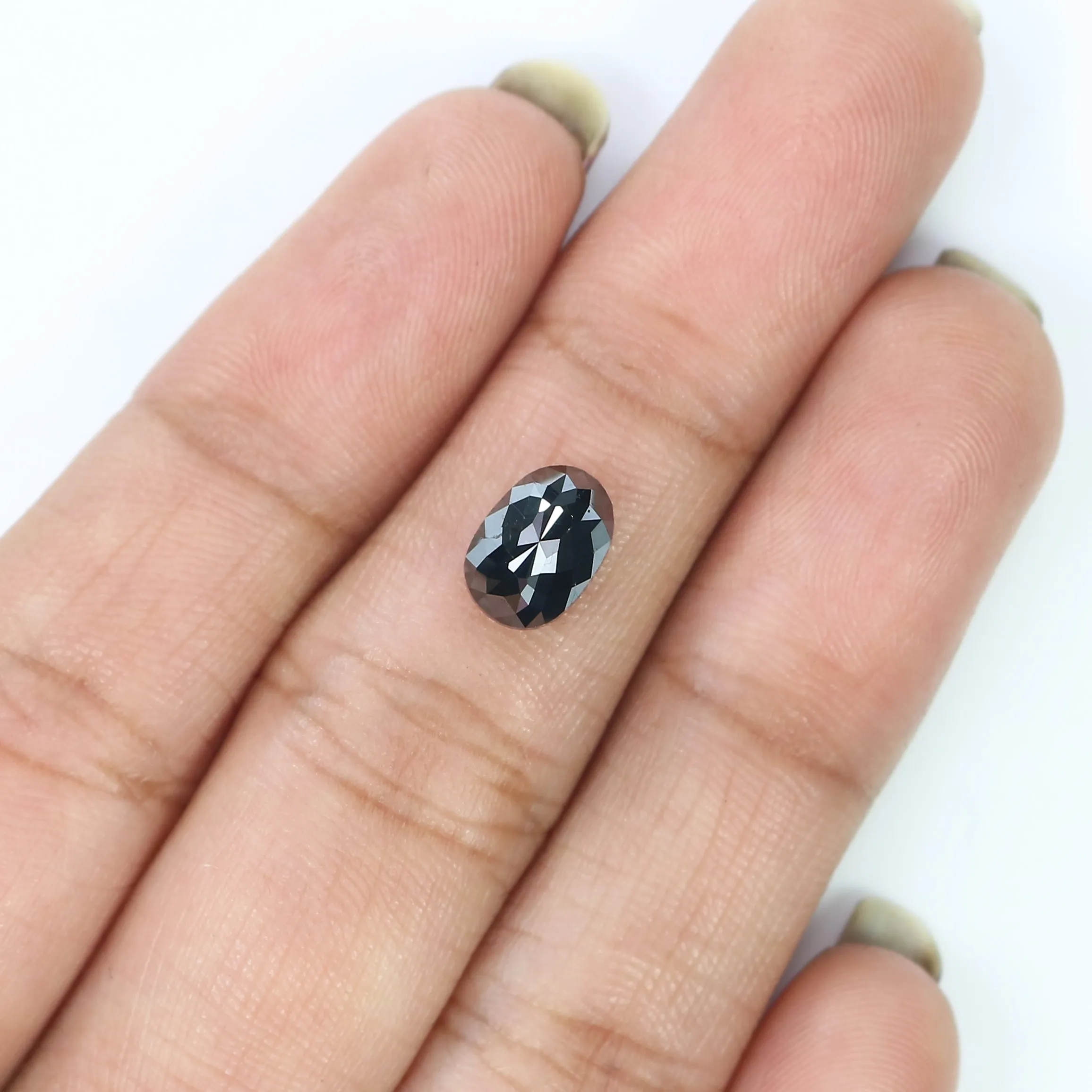 1.99 CT Natural Loose Oval Shape Diamond Black Oval Rose Cut Diamond 8.05 MM Natural Loose Black Color Oval Shape Rose Cut Diamo