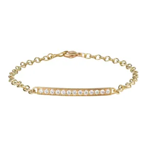 20K Gold Pave Diamond Bar Bracelet