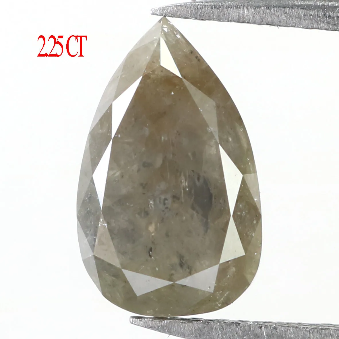 2.25 CT Natural Loose Pear Diamond Grey Color Pear Diamond 10.00 MM Natural Loose Diamond Pear Rose Cut Diamond Pear Shape Diamo