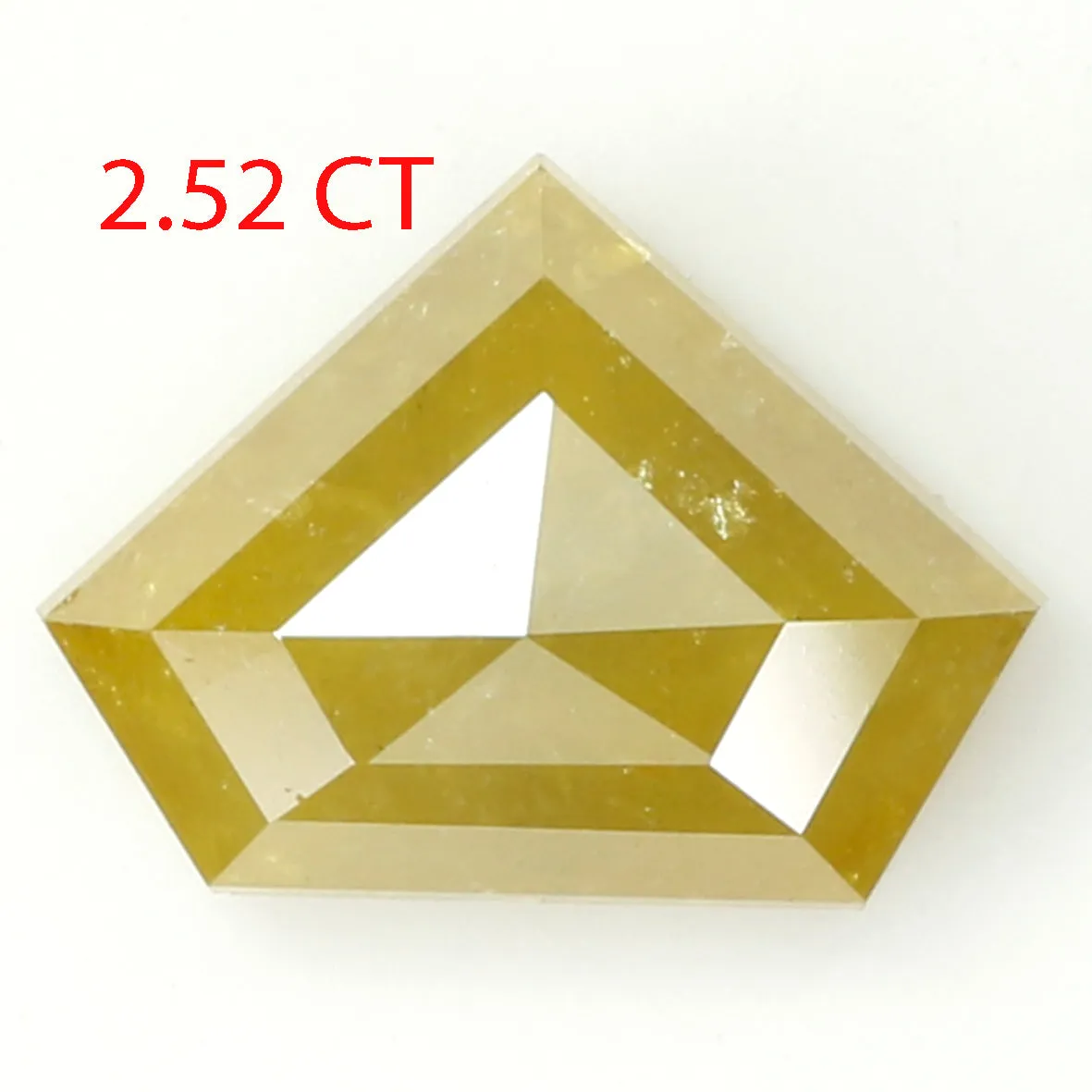 2.52 CT Natural Loose Shield Shape Diamond Yellow Color Shield Diamond 7.70 MM Natural Loose Yellow Diamond Shield Rose Cut Diam