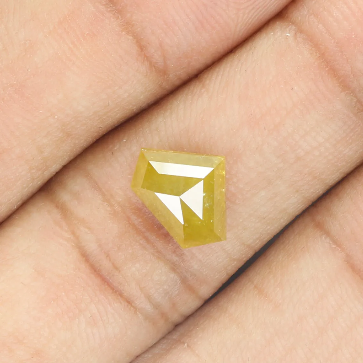 2.52 CT Natural Loose Shield Shape Diamond Yellow Color Shield Diamond 7.70 MM Natural Loose Yellow Diamond Shield Rose Cut Diam