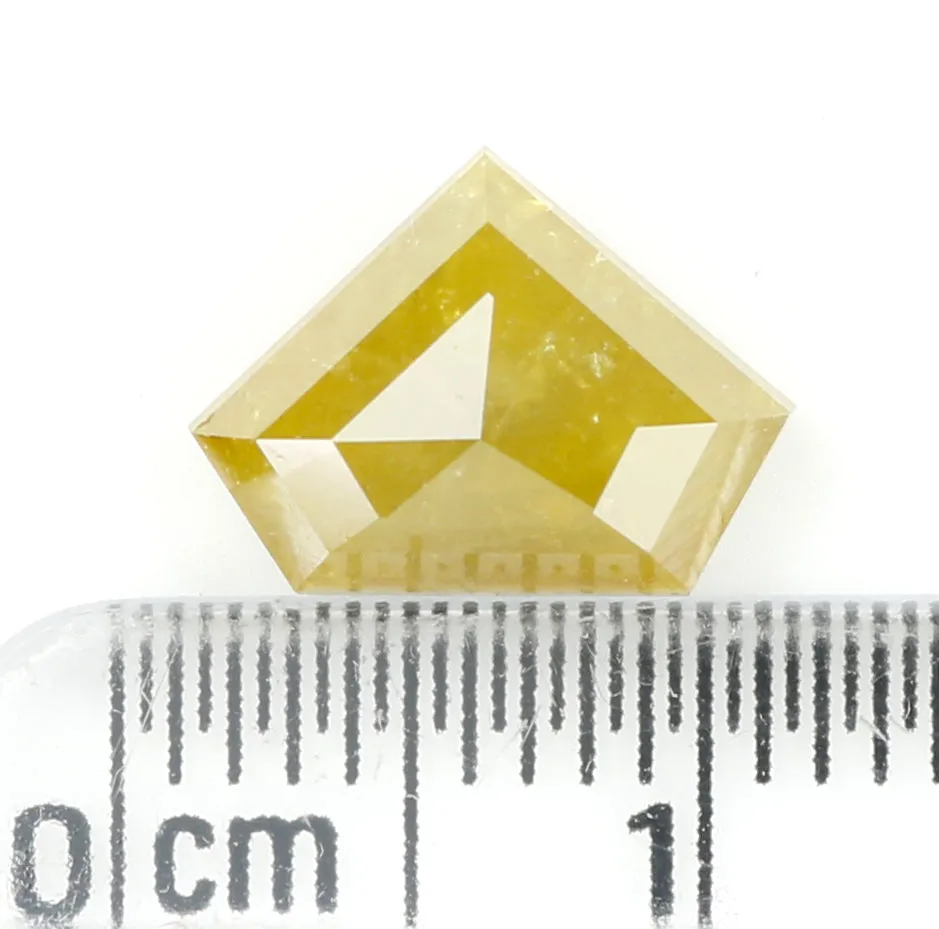 2.52 CT Natural Loose Shield Shape Diamond Yellow Color Shield Diamond 7.70 MM Natural Loose Yellow Diamond Shield Rose Cut Diam