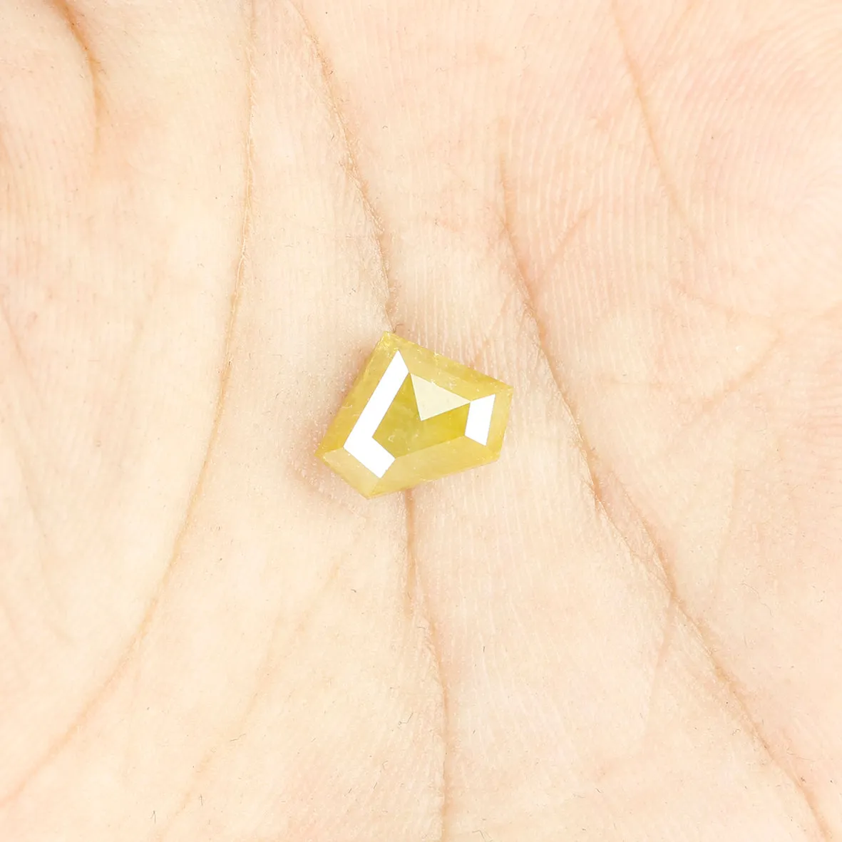 2.52 CT Natural Loose Shield Shape Diamond Yellow Color Shield Diamond 7.70 MM Natural Loose Yellow Diamond Shield Rose Cut Diam