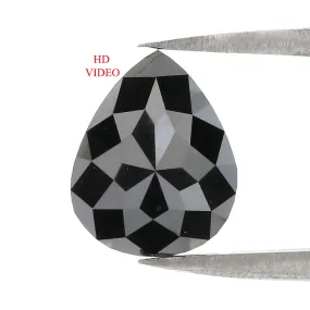 2.67 CT Natural Loose Pear Shape Diamond Black Color Pear Cut Diamond 10.30 MM Natural Loose Diamond Black Pear Rose Cut Diamond