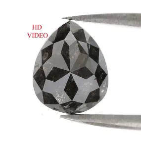 2.75 CT Natural Loose Pear Shape Diamond Salt And Pepper Pear Cut Diamond 9.70 MM Natural Loose Black Grey Pear Rose Cut Diamond