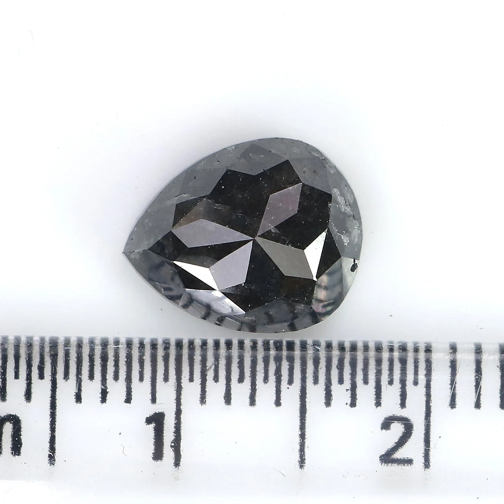 2.75 CT Natural Loose Pear Shape Diamond Salt And Pepper Pear Cut Diamond 9.70 MM Natural Loose Black Grey Pear Rose Cut Diamond