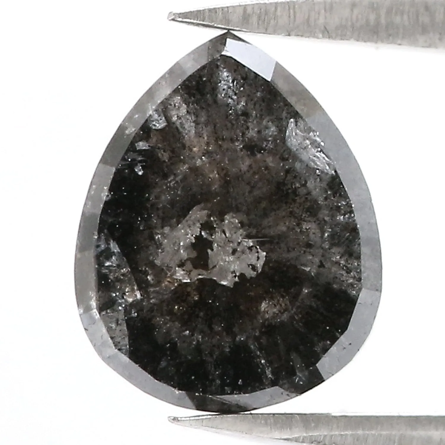 2.75 CT Natural Loose Pear Shape Diamond Salt And Pepper Pear Cut Diamond 9.70 MM Natural Loose Black Grey Pear Rose Cut Diamond