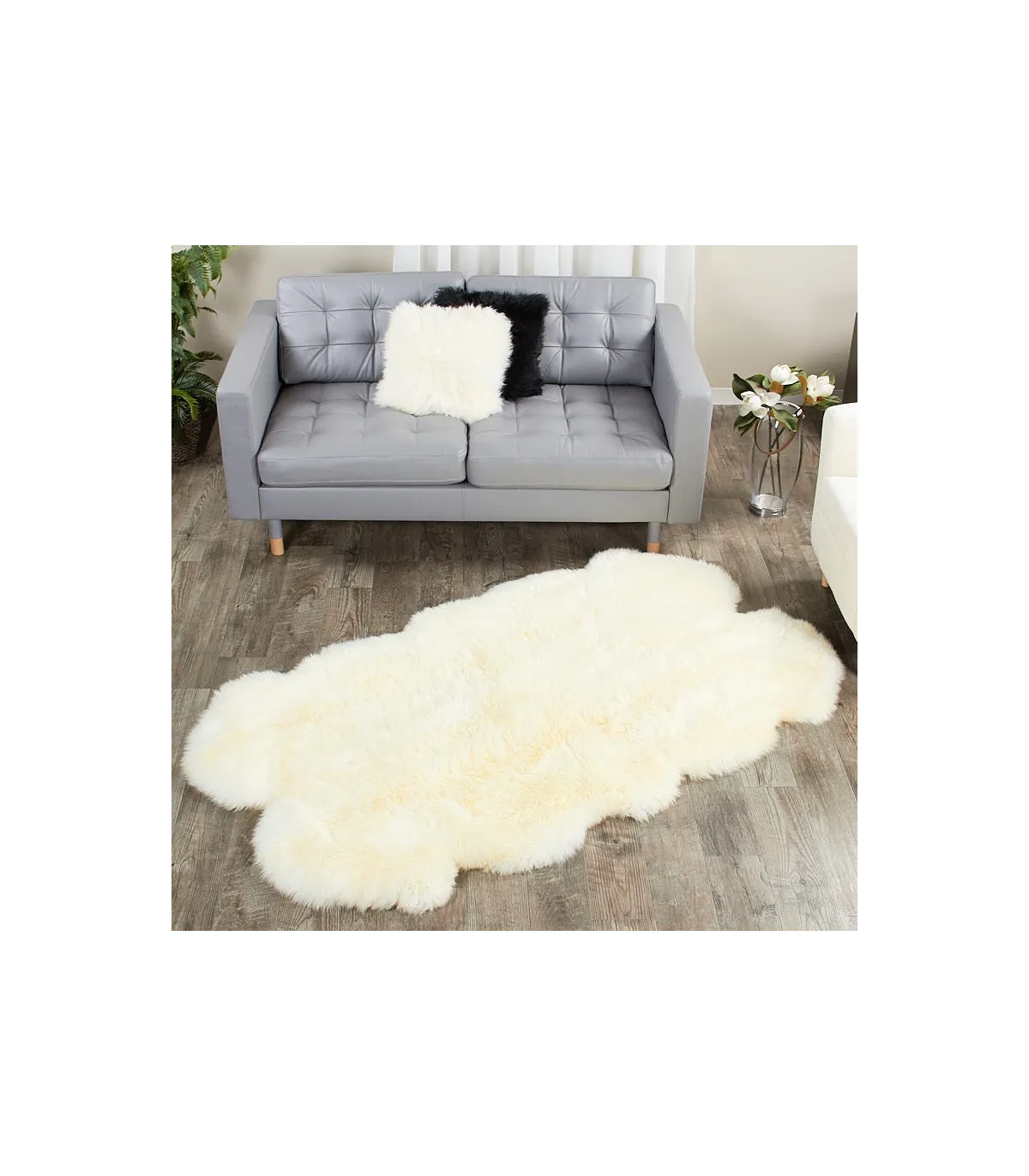 4 Pelt Eggshell White Sheep Fur Rug (Quatro): FurSource.com