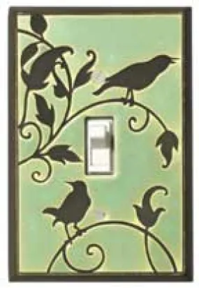 All Fired Up - Single Switchplate - Green Songbirds #CT060