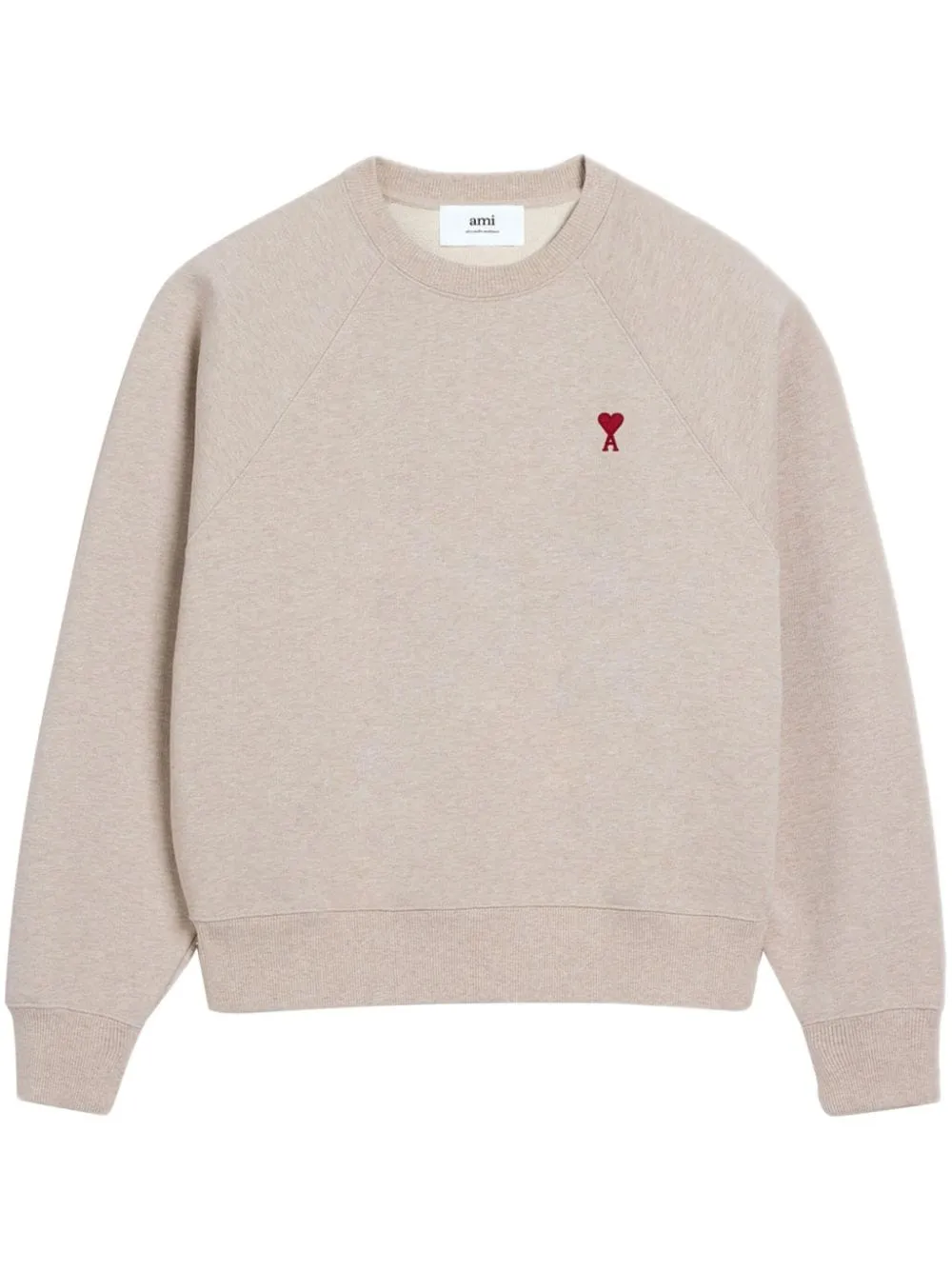 Ami sweat col rond beige clair chine