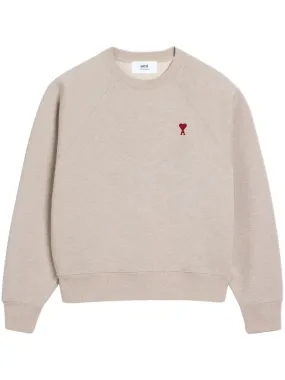 Ami sweat col rond beige clair chine