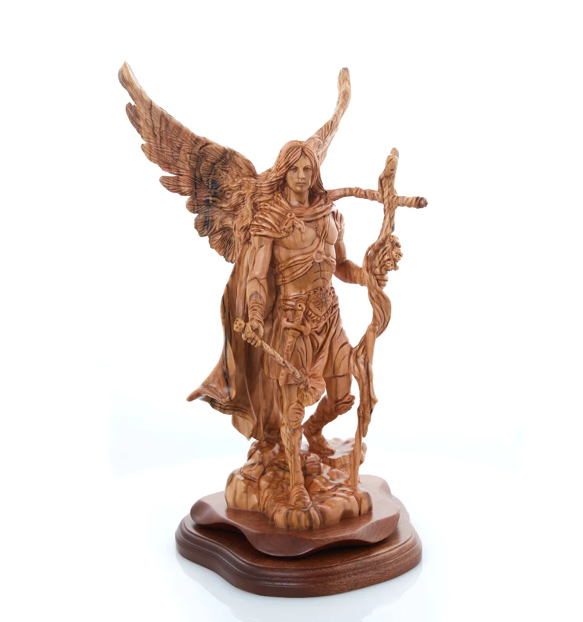 Archangel Gabriel Masterpiece 15 , Olive Wood Carved Statue from the Holy Land