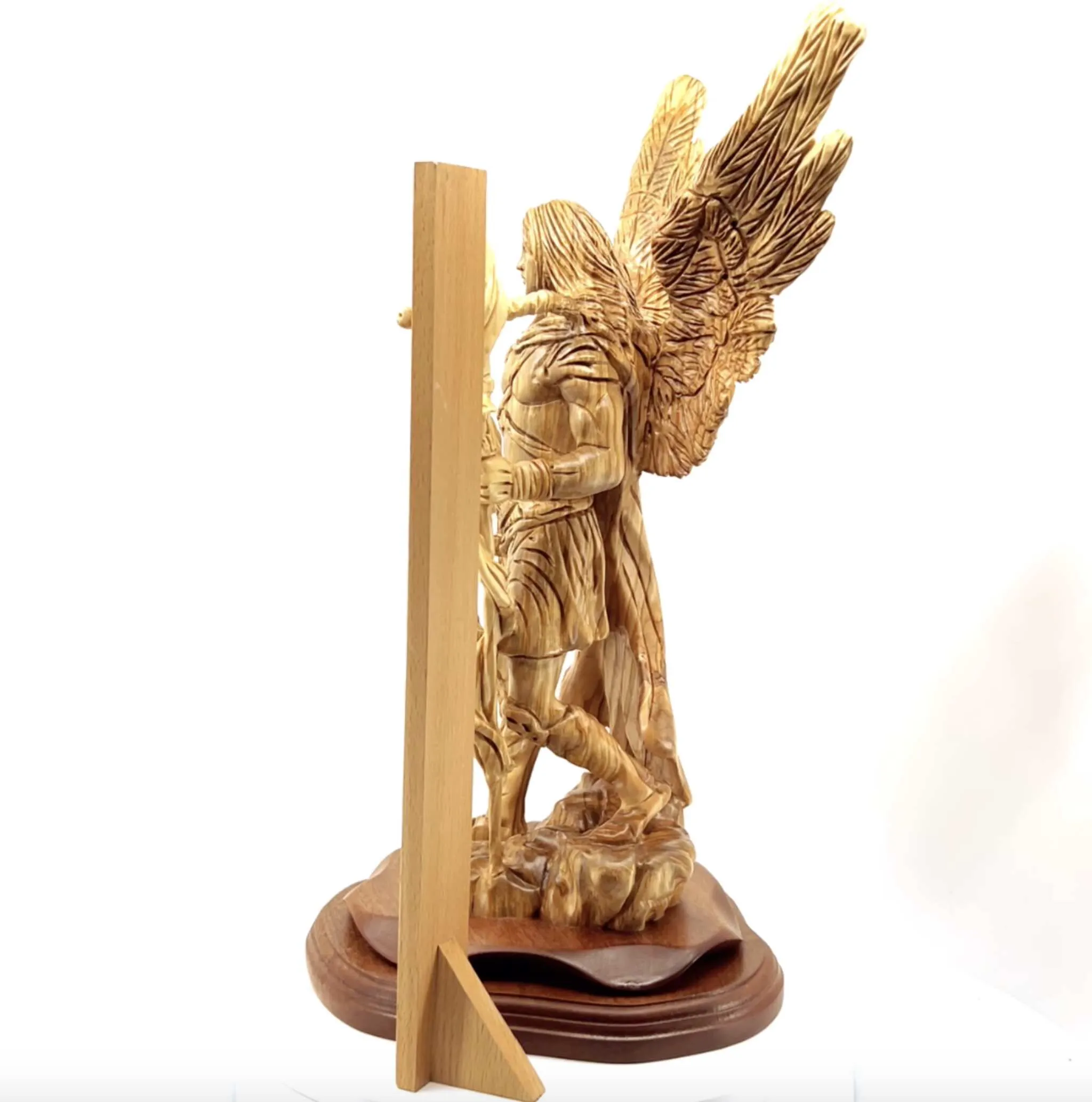 Archangel Gabriel Masterpiece 15 , Olive Wood Carved Statue from the Holy Land