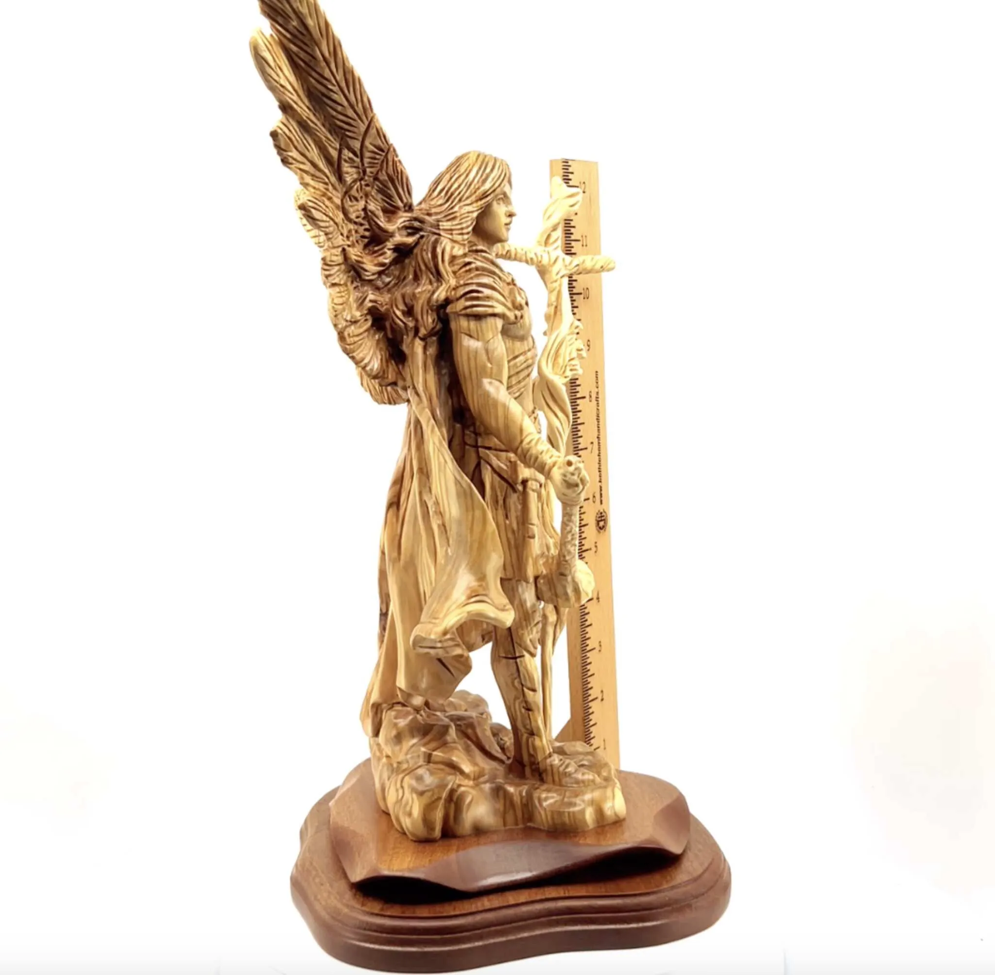 Archangel Gabriel Masterpiece 15 , Olive Wood Carved Statue from the Holy Land