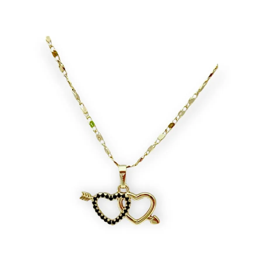 Arrowhead hearts huggies necklace in 18k of gold plated