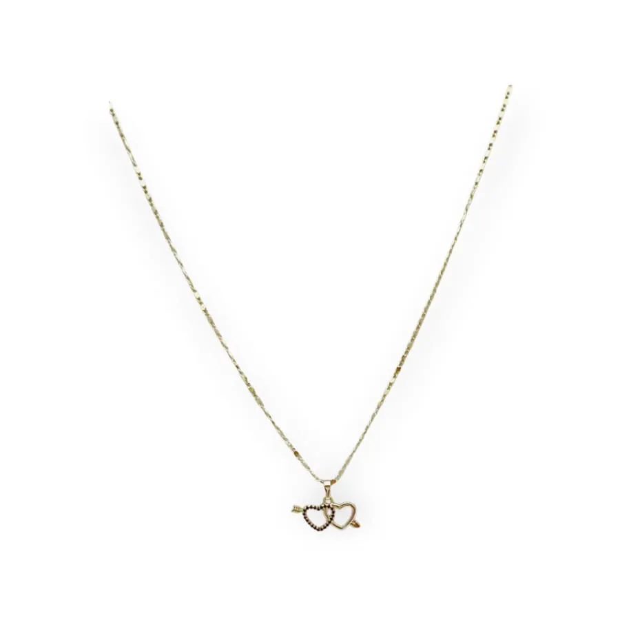 Arrowhead hearts huggies necklace in 18k of gold plated