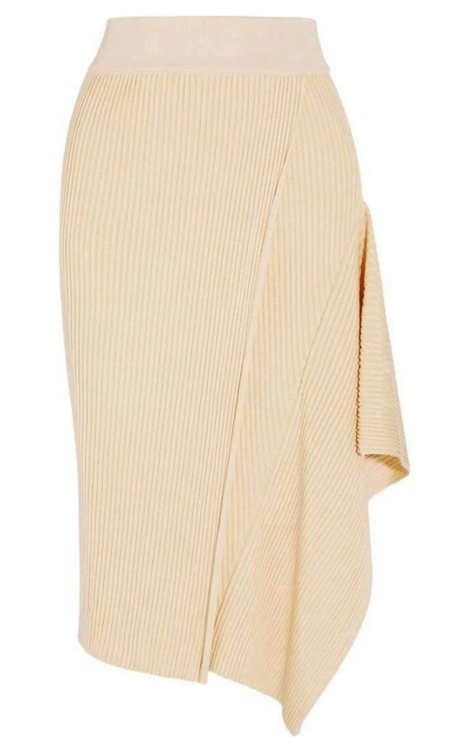 Asymmetric Ribbed Stretch-Jersey Midi Skirt