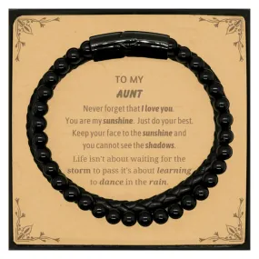 Aunt Stone Leather Bracelets Gifts, To My Aunt Never forget that I love you. You are my sunshine, Motivational Message Card For 