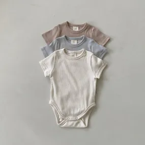 Baby BH Short Sleeve Ribbed Romper (3-18m) - 3 Colors