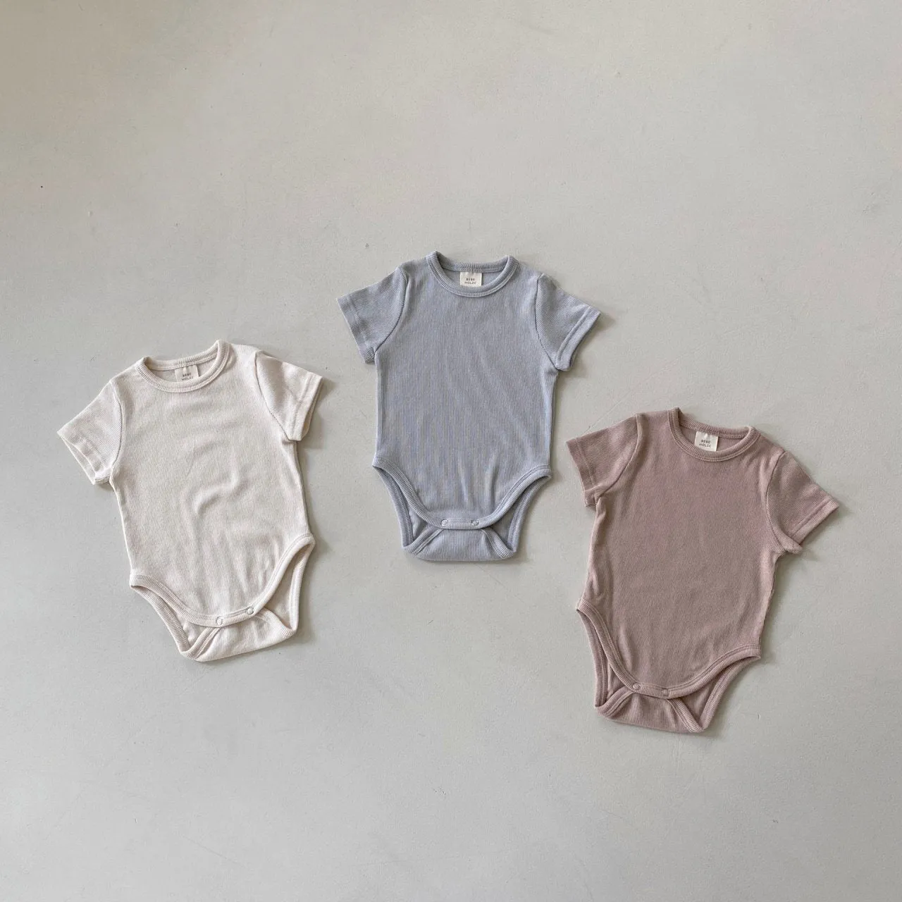 Baby BH Short Sleeve Ribbed Romper (3-18m) - 3 Colors