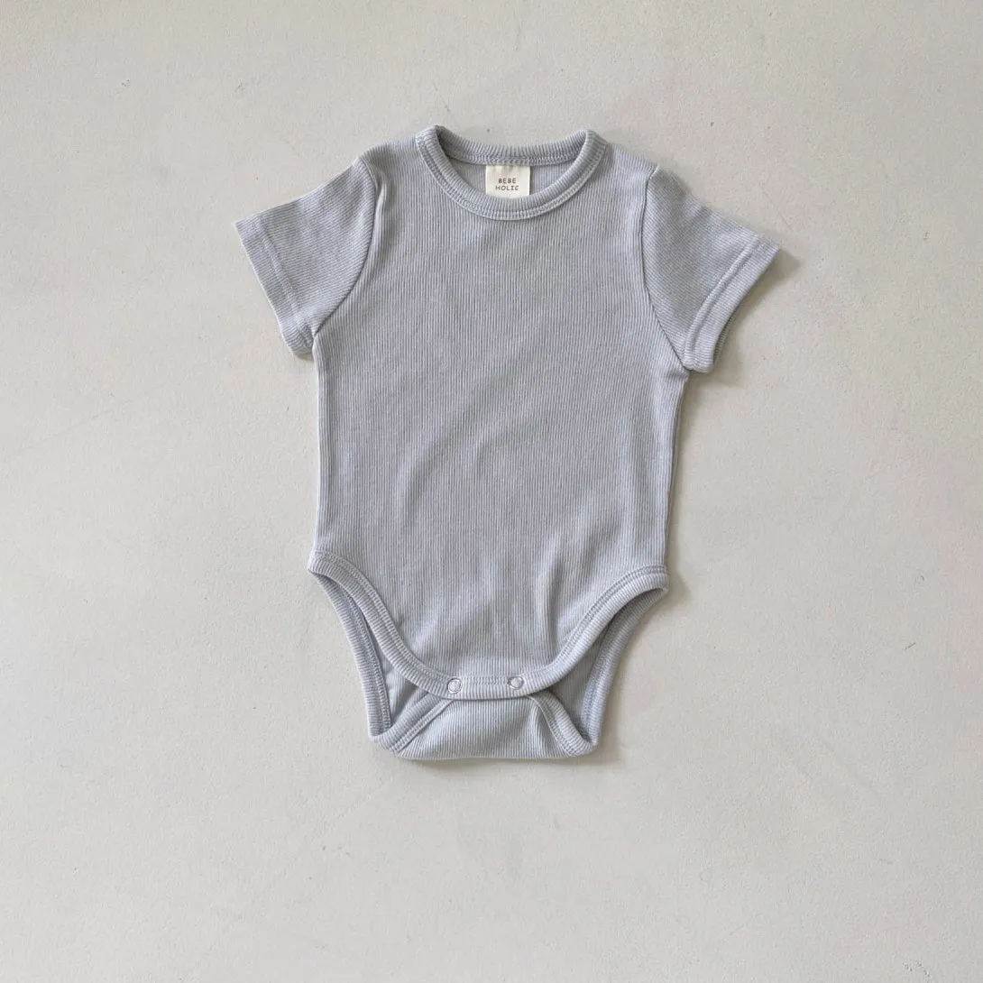 Baby BH Short Sleeve Ribbed Romper (3-18m) - 3 Colors