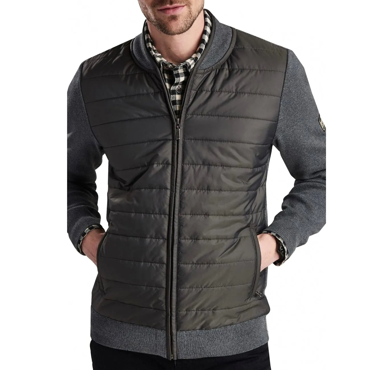 Barbour International Baffle Zip Through Storm Marl