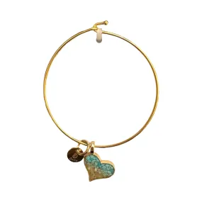 Beach Bangle Gold Heart - Turquoise Gradient