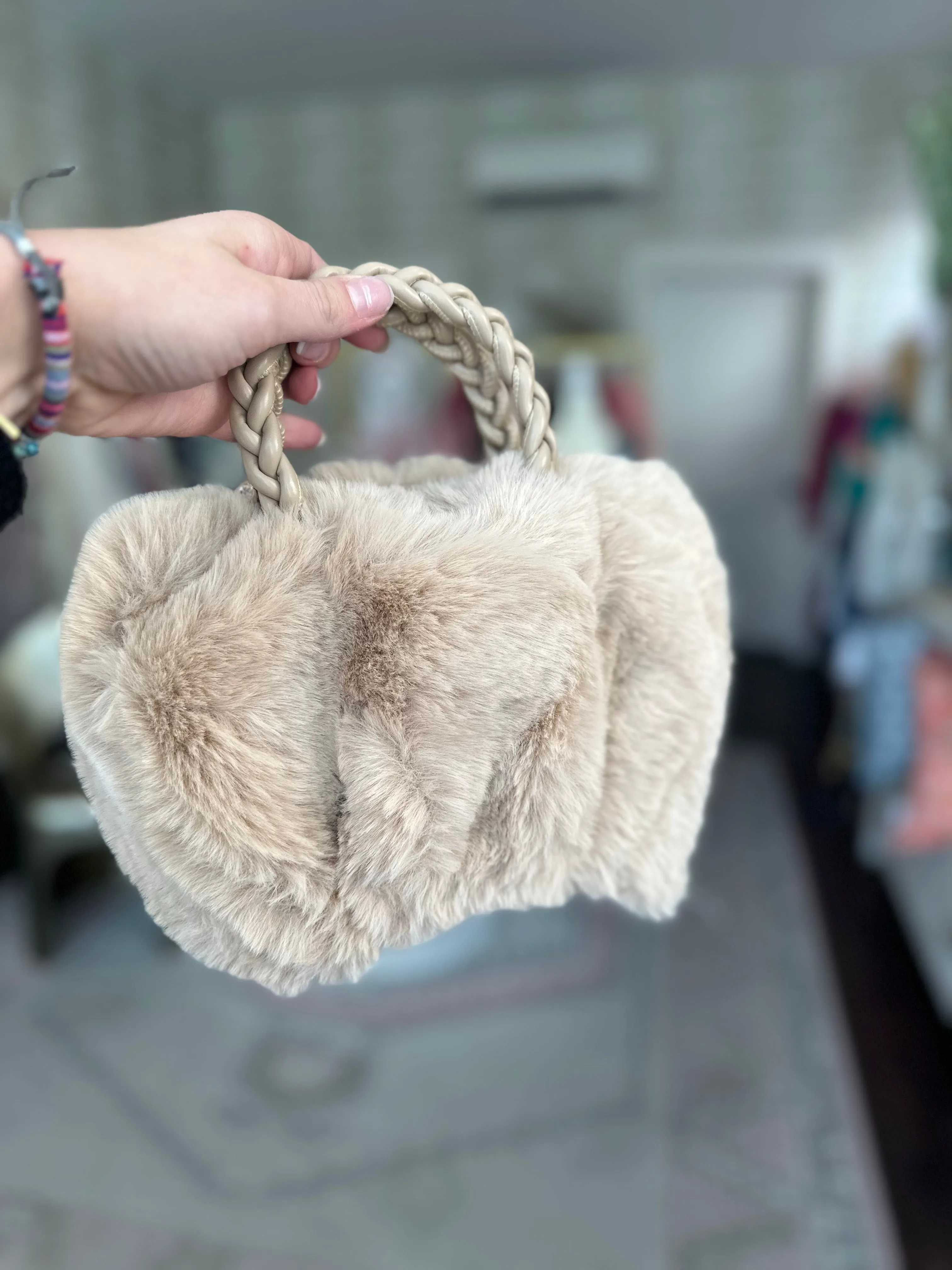 Beige Fur Purse