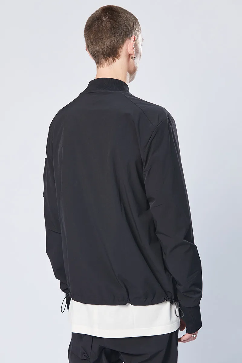 BLACK STRETCH BOMBER JACKET