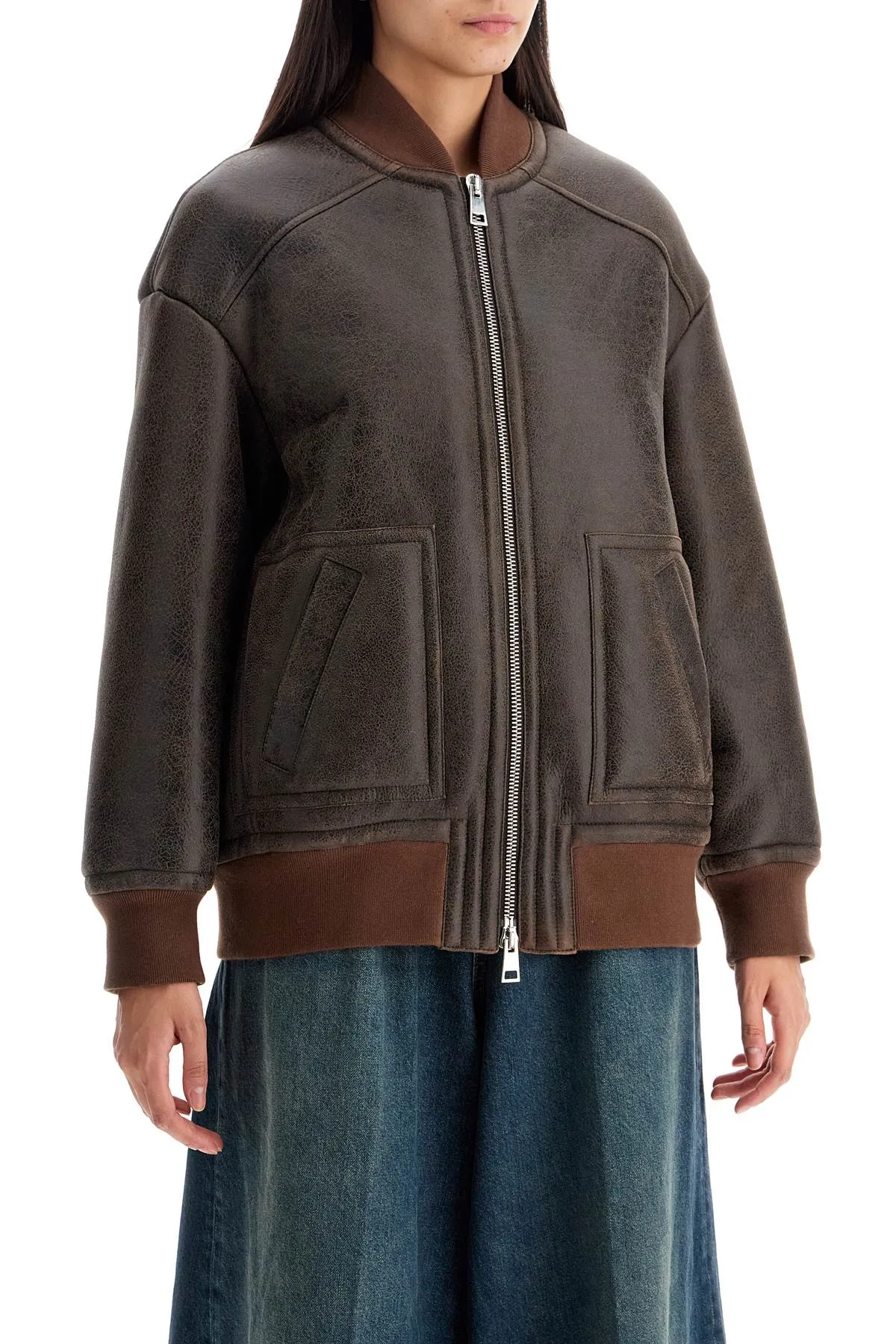 Blancha Shearling Bomber Jacket   Brown