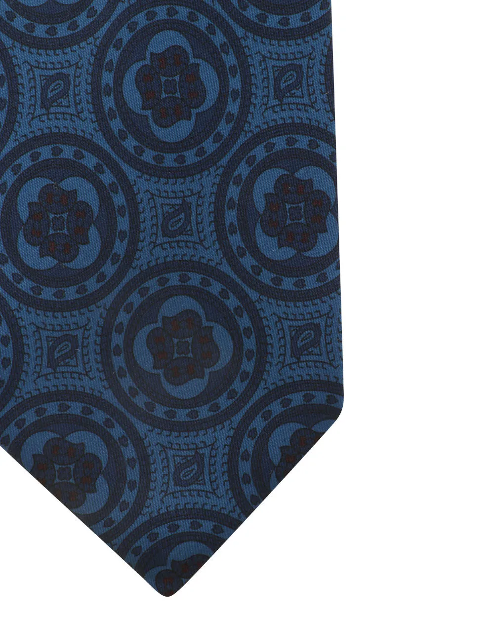 Blue and Navy Medallion Silk Tie