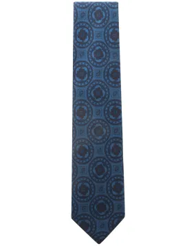 Blue and Navy Medallion Silk Tie