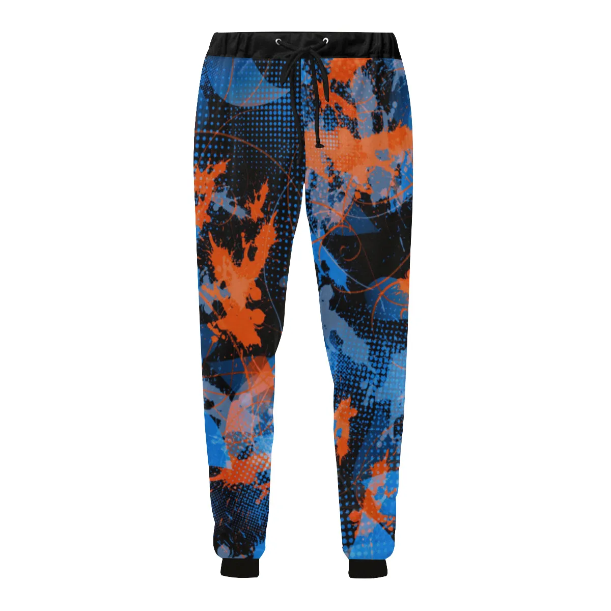 Blue and Orange Graffiti Abstract Men's Big & Tall All Over Print Jogger Sweatpants