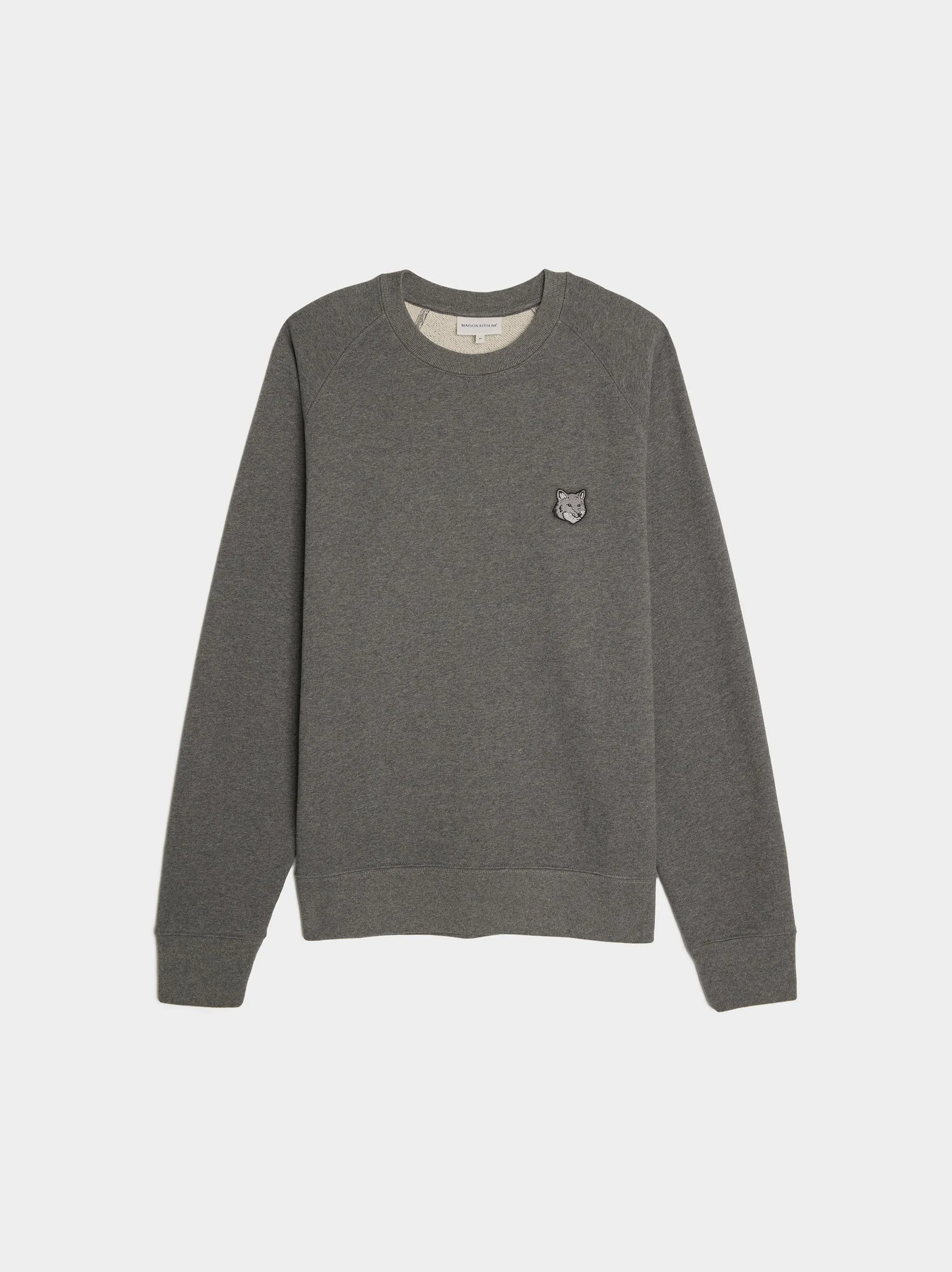 Bold Fox Head Patch Oversize Sweatshirt, Dark Grey Melange