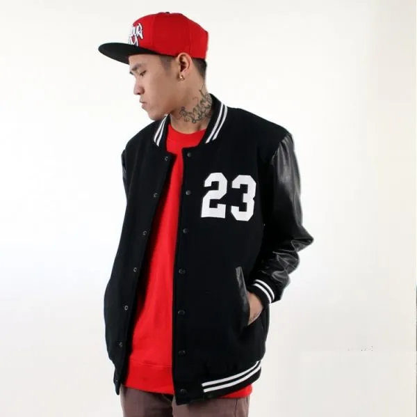 Bomber Jacket Leather Sleeves #23 Jordan Back