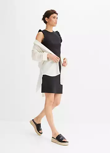 bonprix Flounce Trim Ribbed Dress | Kaleidoscope