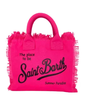 BORSA FUCSIA IN CANVAS CON LOGO NERO