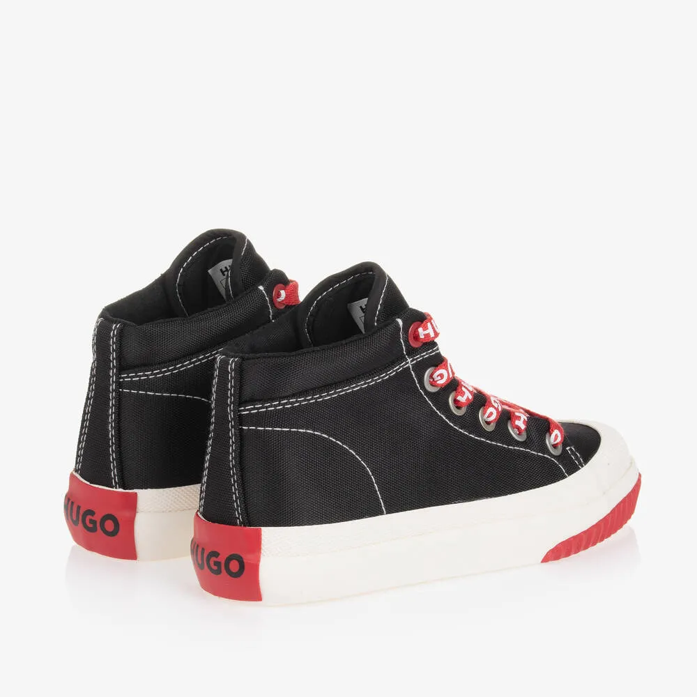 Boys Black Canvas High Top Trainers