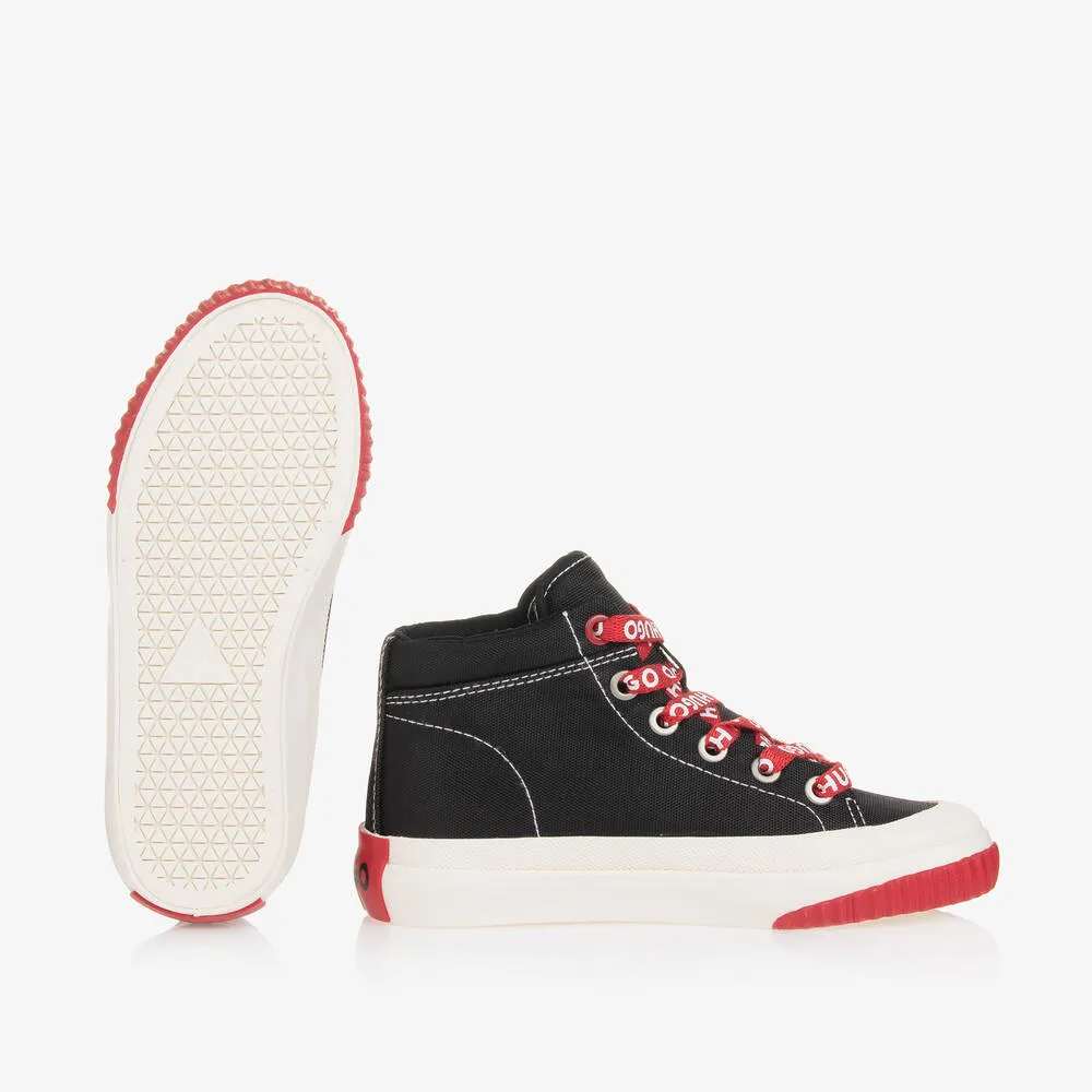 Boys Black Canvas High Top Trainers