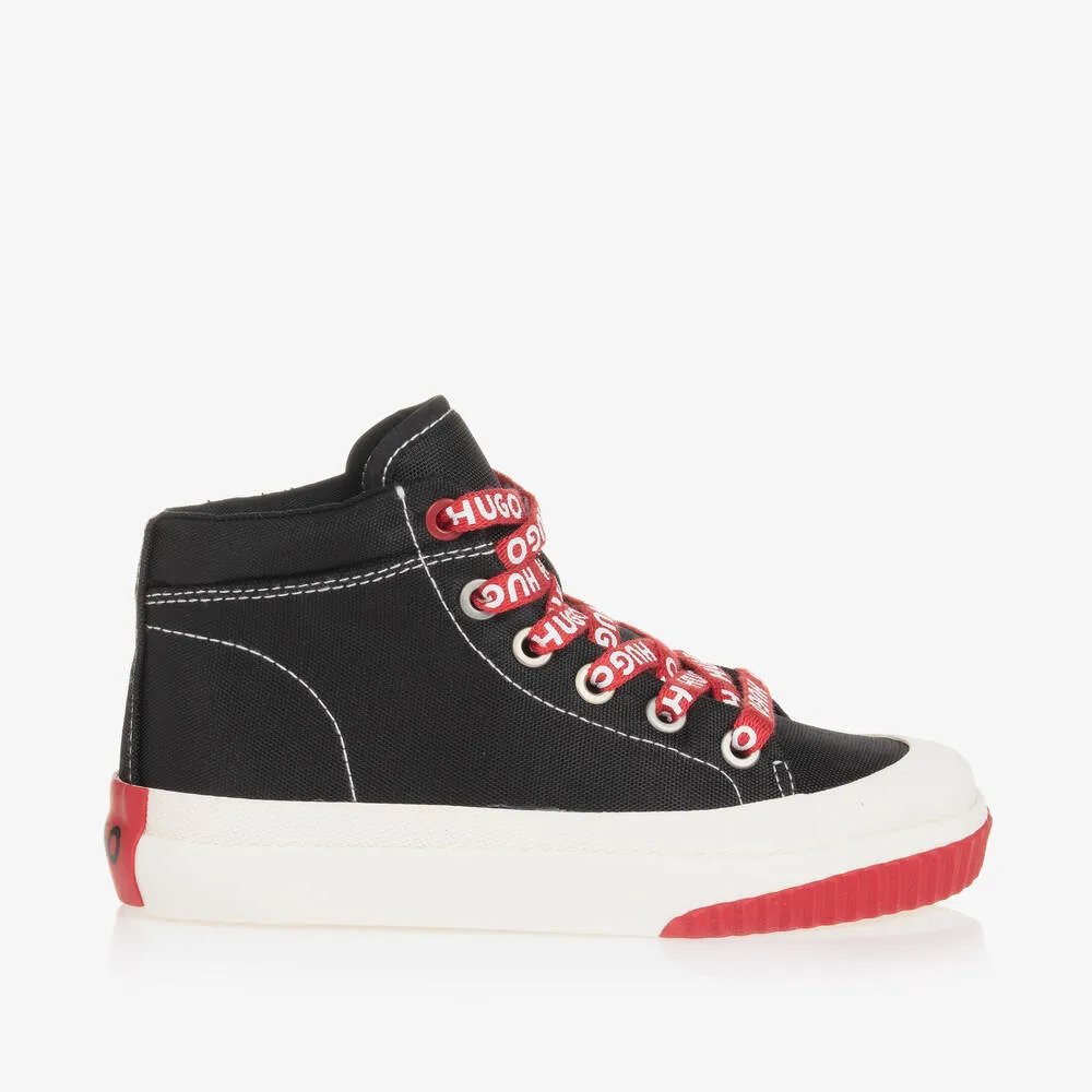 Boys Black Canvas High Top Trainers