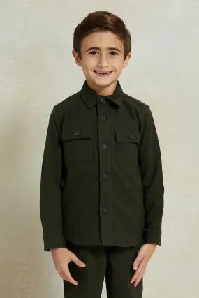 Boys Olive Coordinate Shirt