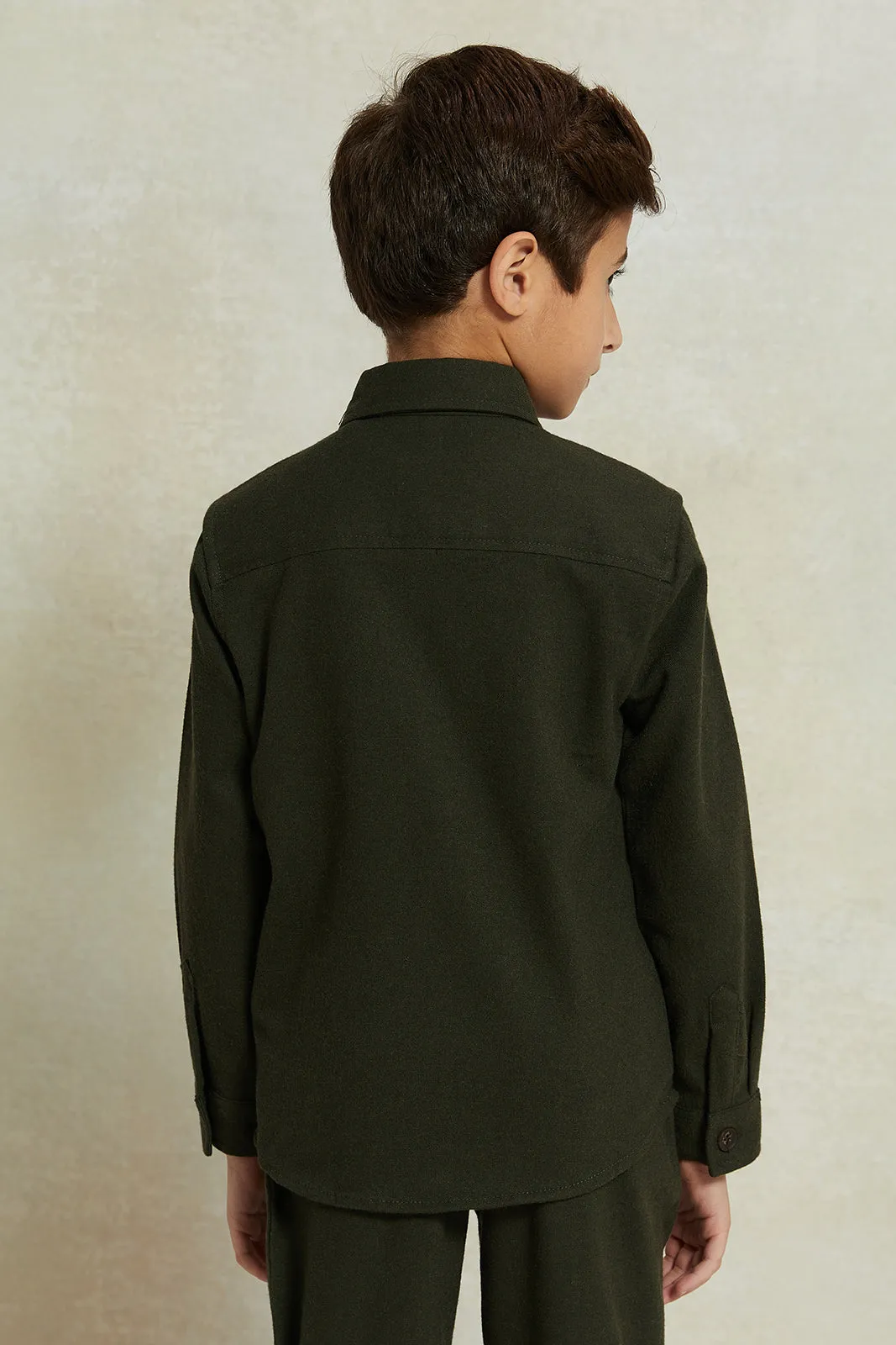 Boys Olive Coordinate Shirt