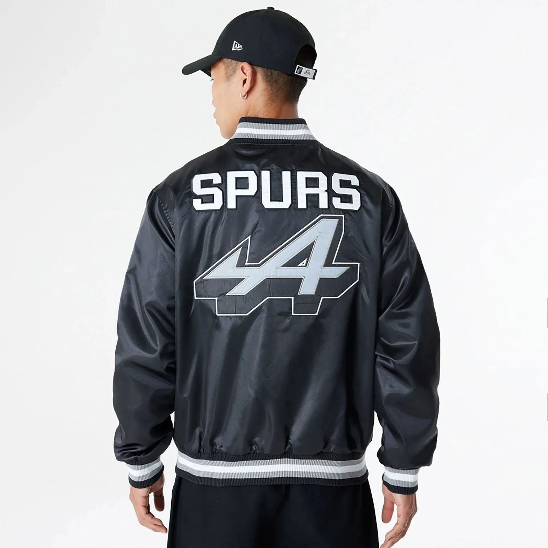 BTW Alpine F1 Racing x San Antonio Spurs Black Satin Bomber Jacket