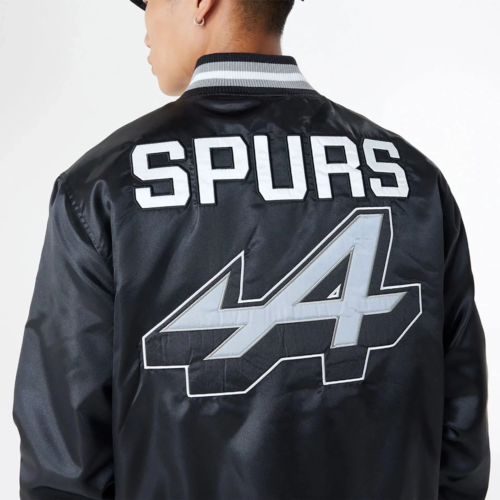 BTW Alpine F1 Racing x San Antonio Spurs Black Satin Bomber Jacket