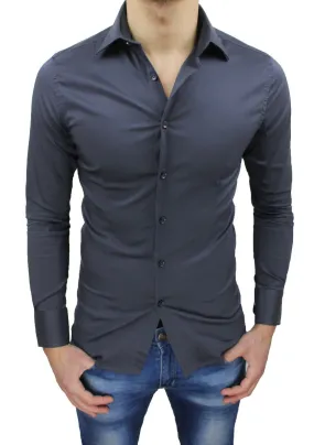 Camicia uomo Class Sartoriale grigio scuro elegante formale casual slim fit