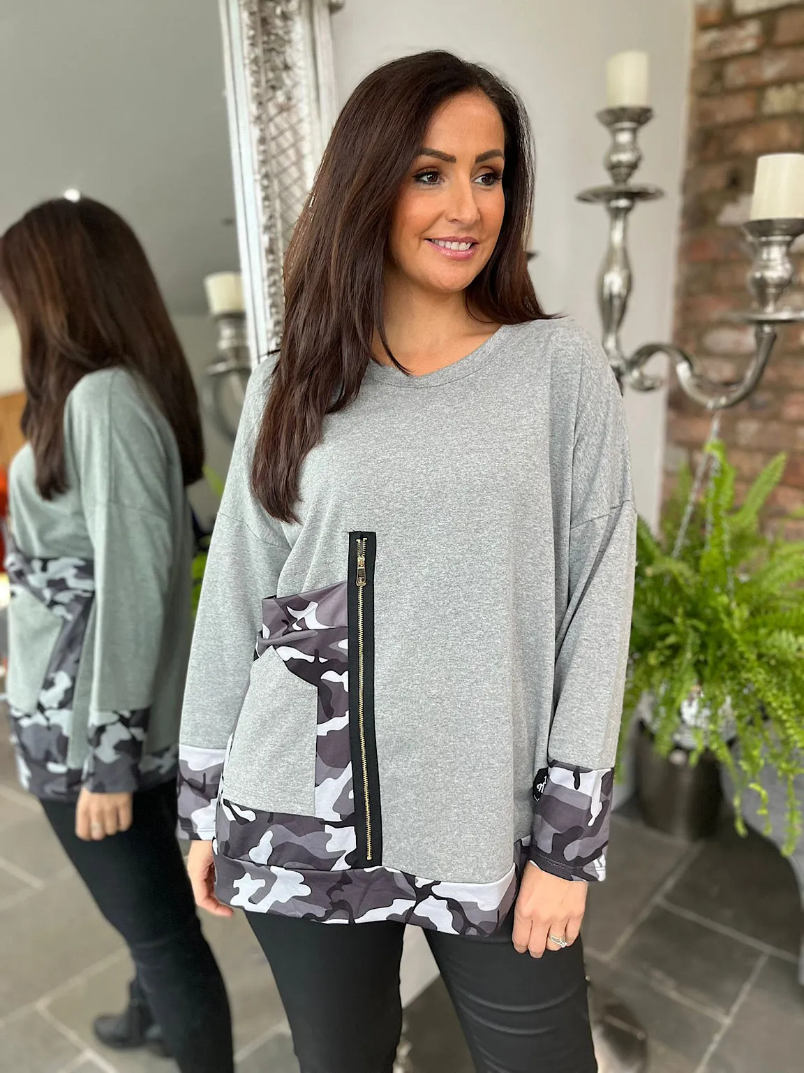 Camo Detail Sweat Top Aspen