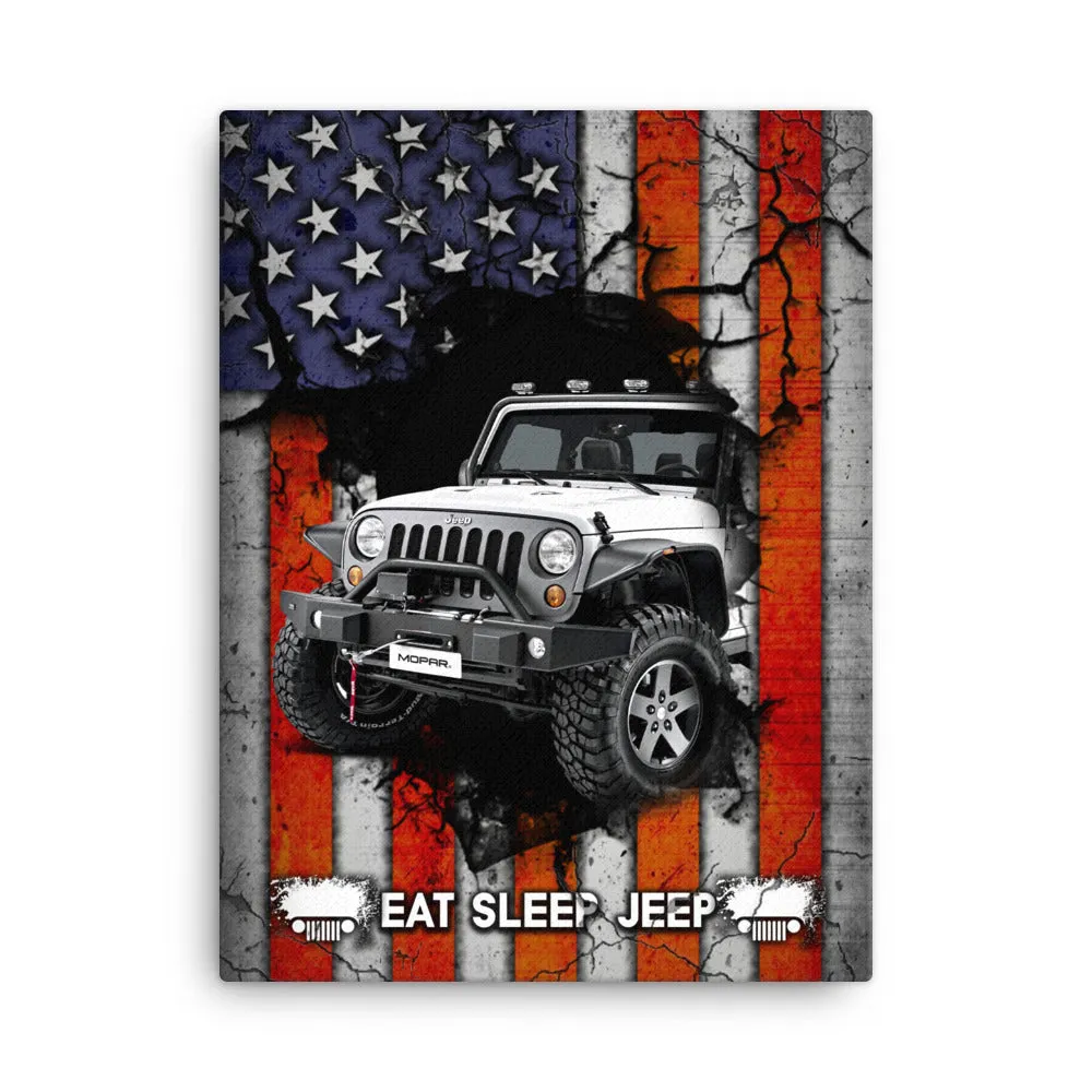 Canvas  - Eat Sleep Jeep US Flag